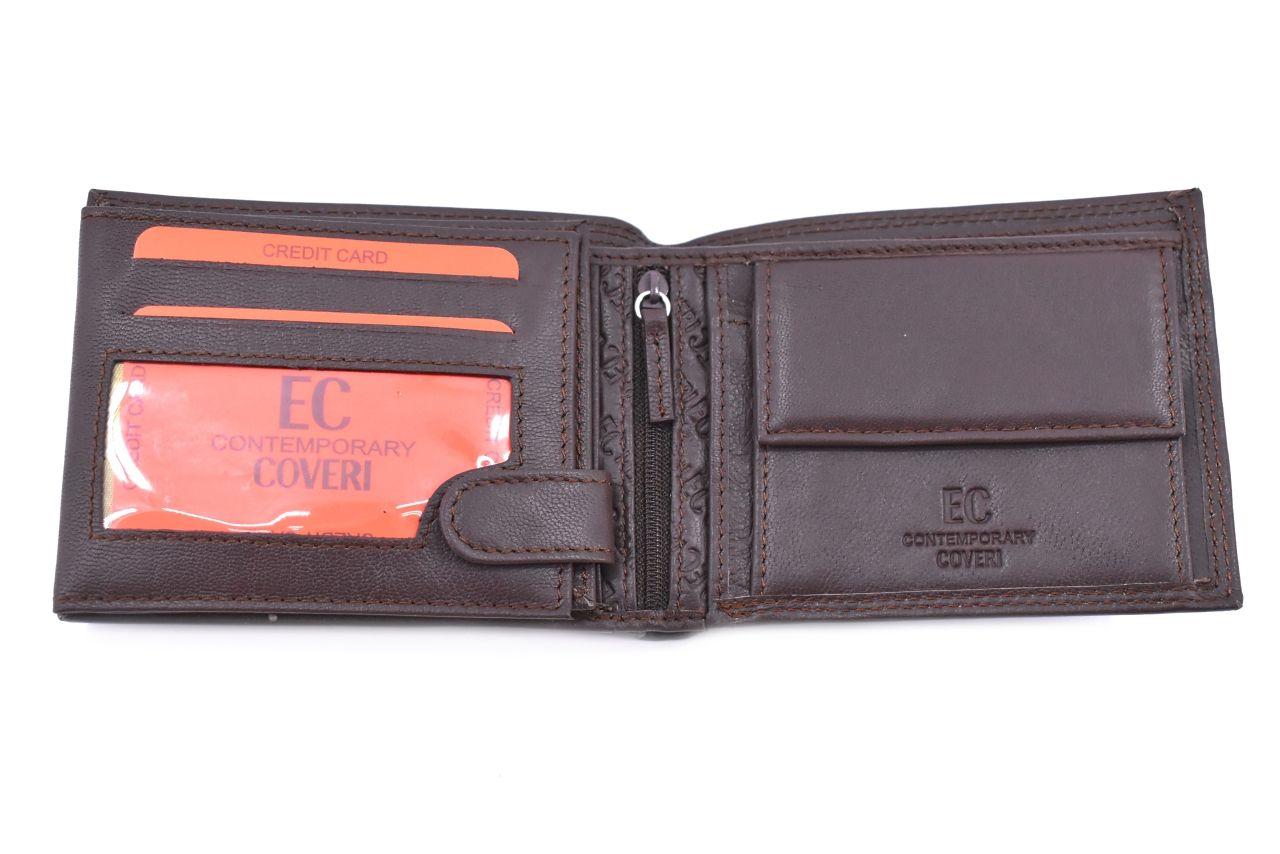 Pánská kožená peněženka z pravé kůže EC Coveri- tmavě hnědá 40556