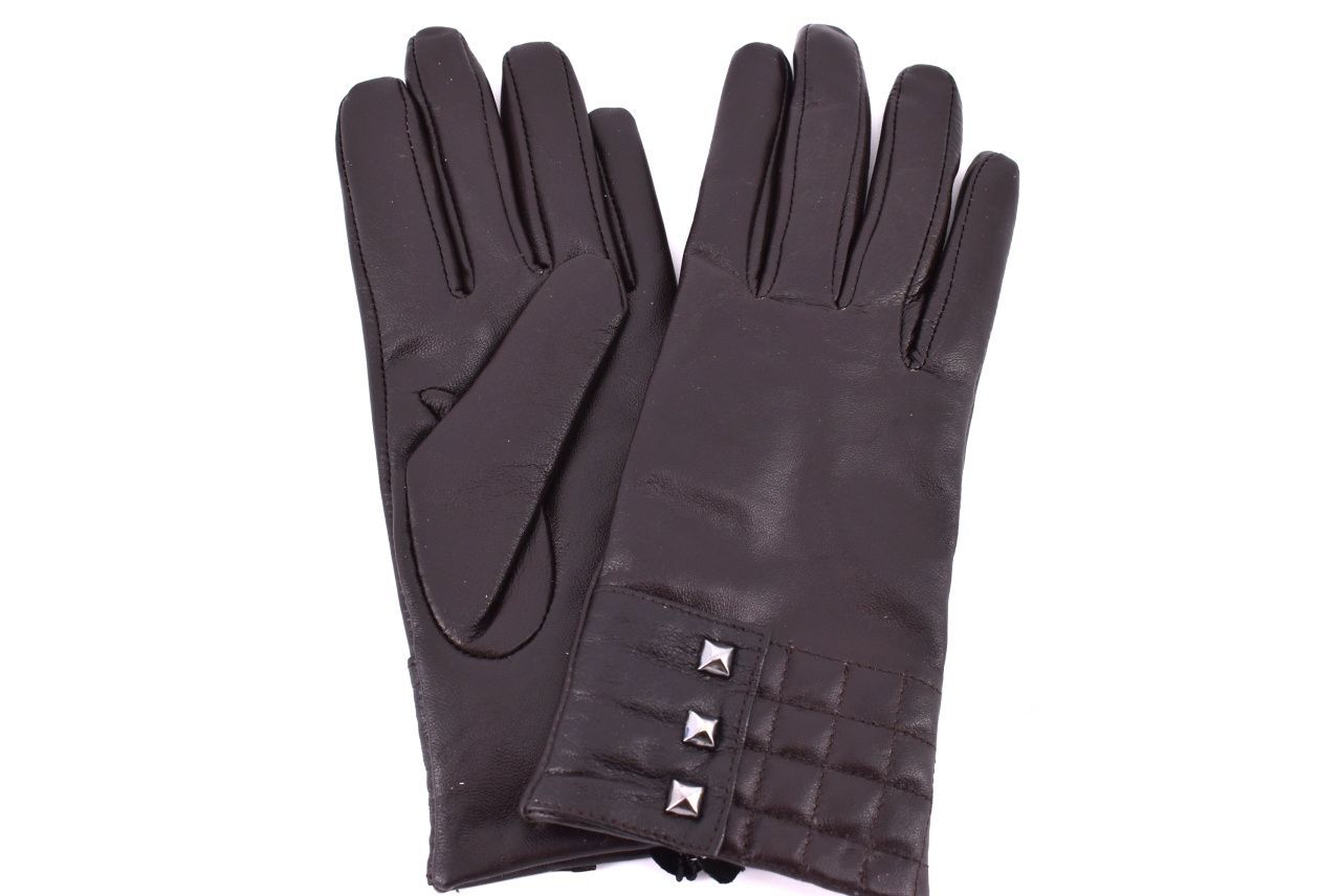 Dámské kožené rukavice Coveri Collection - tmavě hnědá (L)