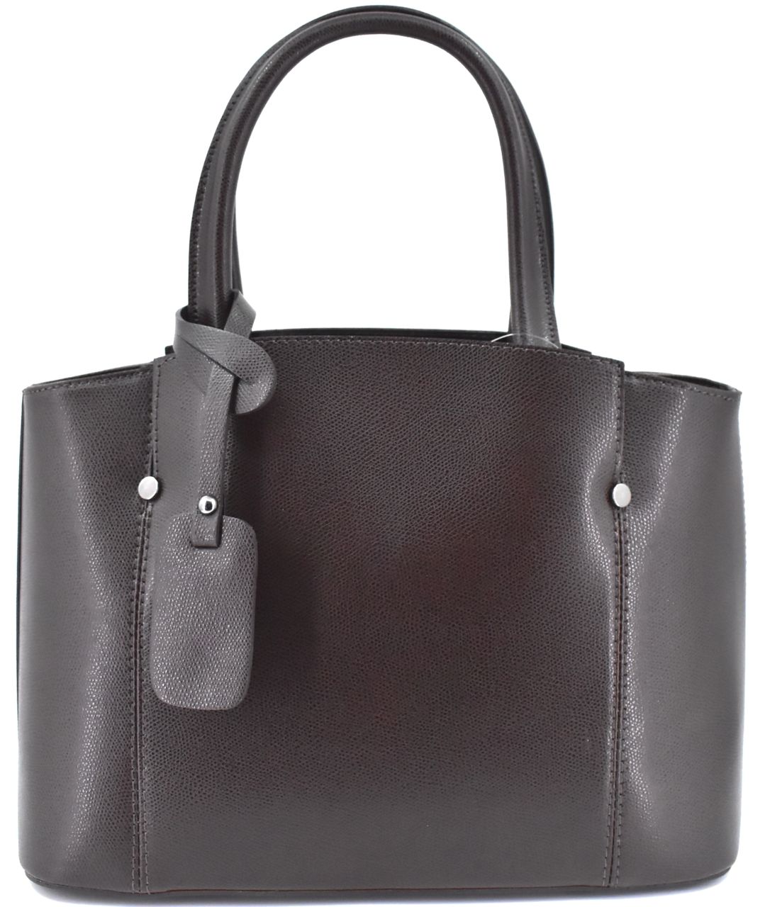 Luxusní dámská kožená kabelka Shopper - tmavě hnědá