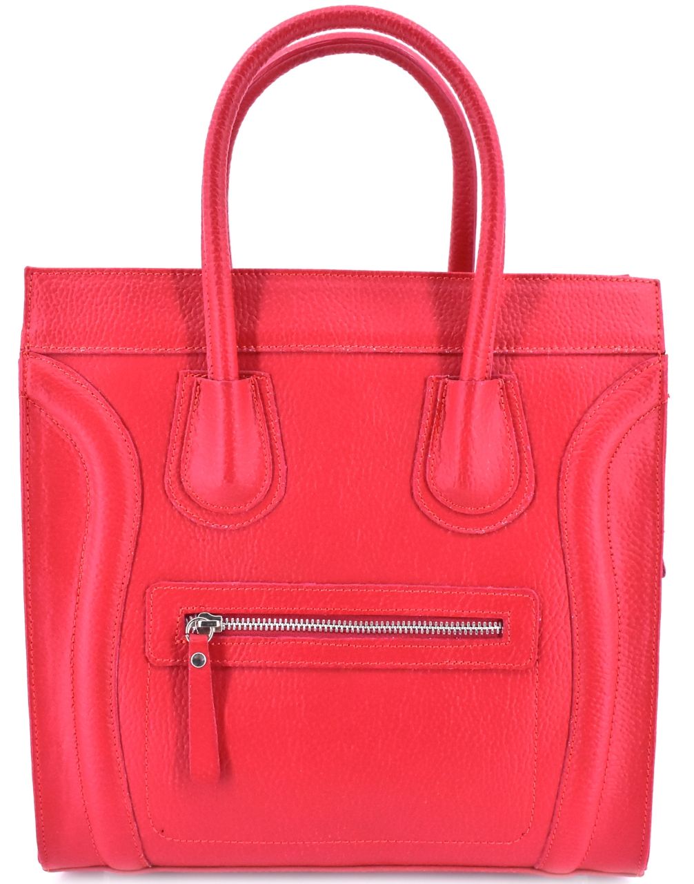 Luxusní dámská kožená kabelka Shopper - červená 23668