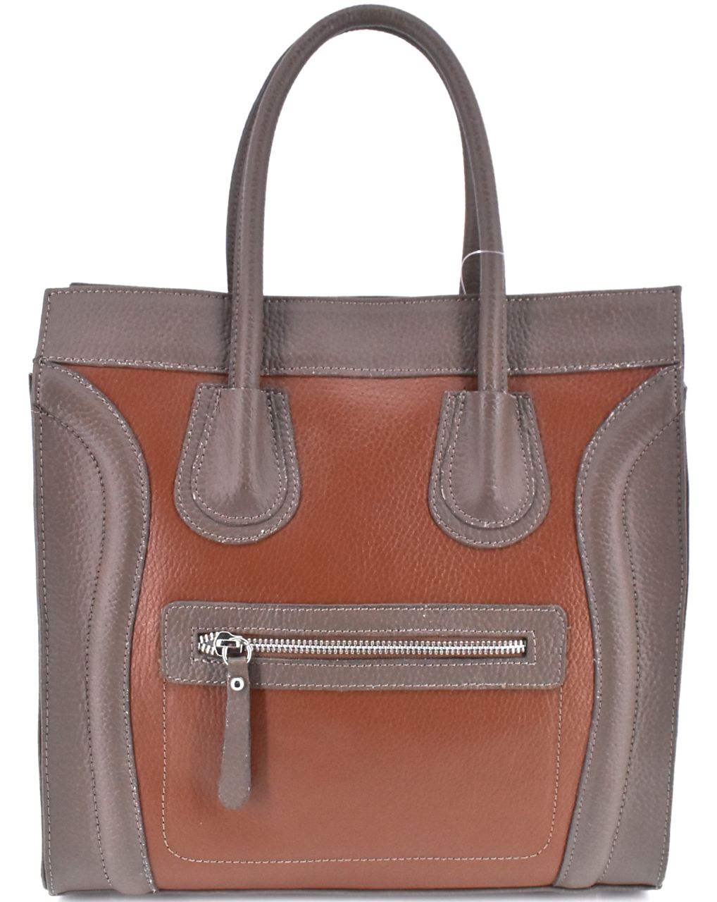 Luxusní dámská kožená kabelka Shopper - taupe/hnědá 23668