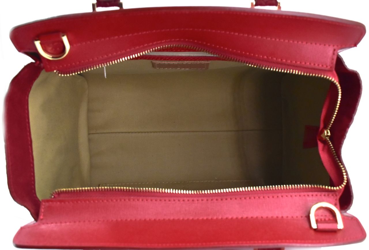 Luxusní dámská kožená kabelka Shopper - červená 31015