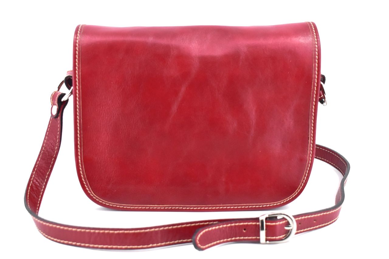 Dámská kožená kabelka crossbody (lovecká) Arteddy - červená 29644
