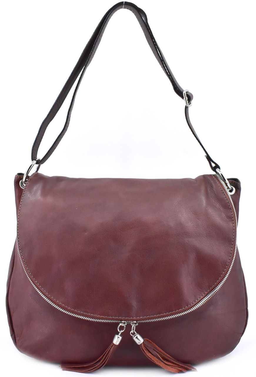 Dámská kožená kabelka crossbody s klopnou Arteddy - tmavě hnědá 28854