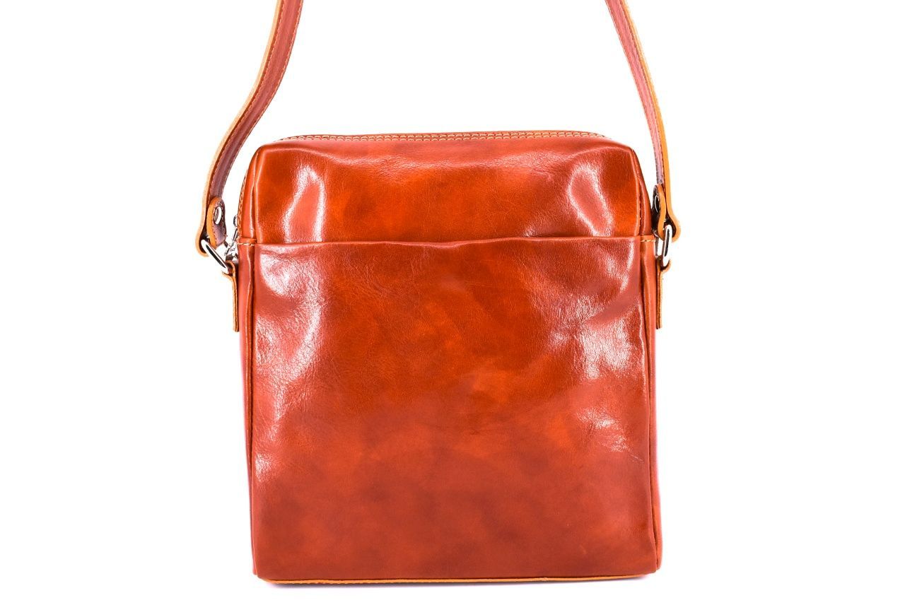 Kožená taška přes rameno crossbody - koňak 31063