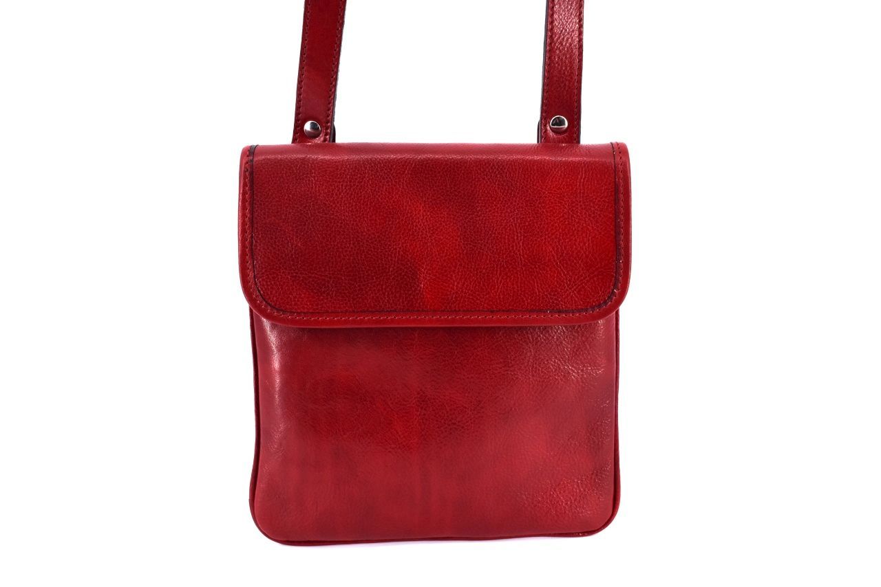 Kožená taška přes rameno crossbody - červená 29635