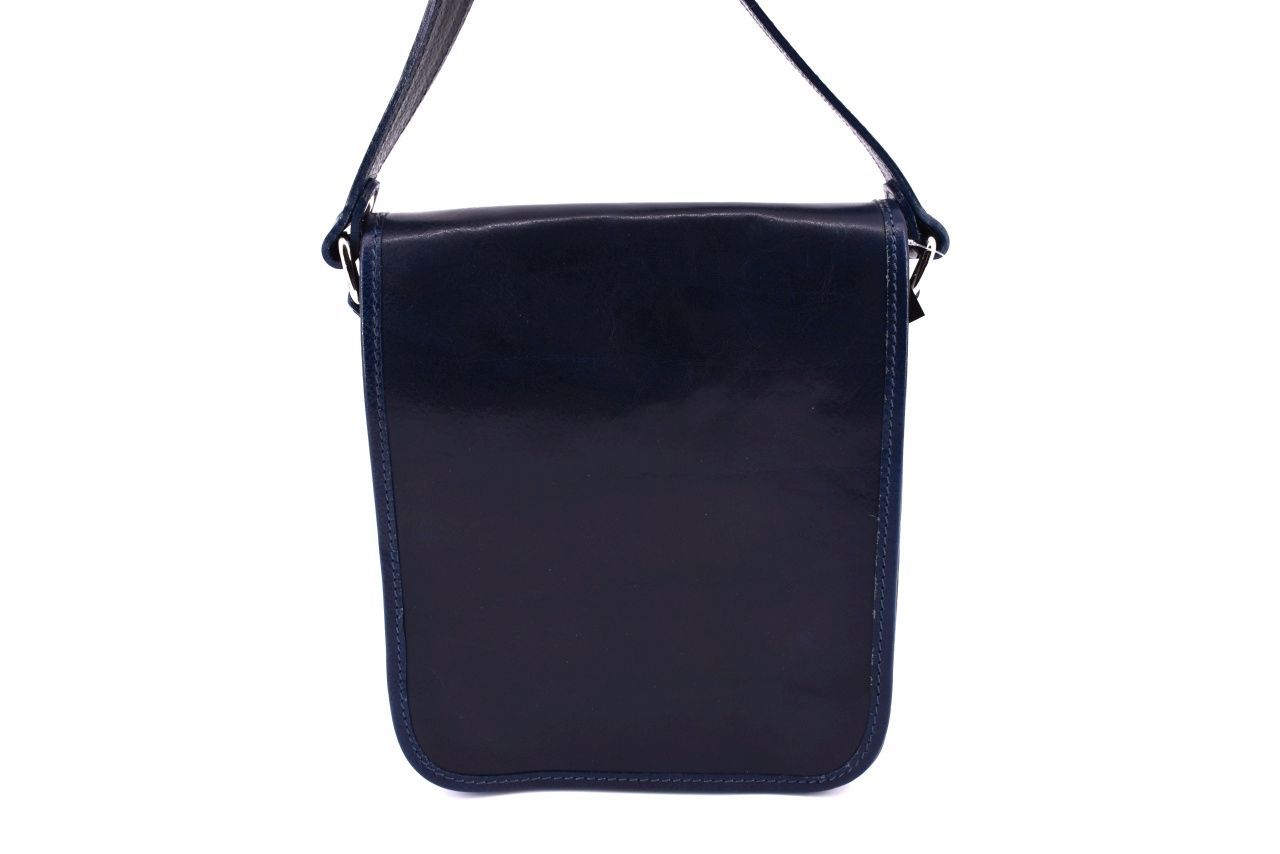 Kožená taška přes rameno crossbody s klopnou - černá 29622