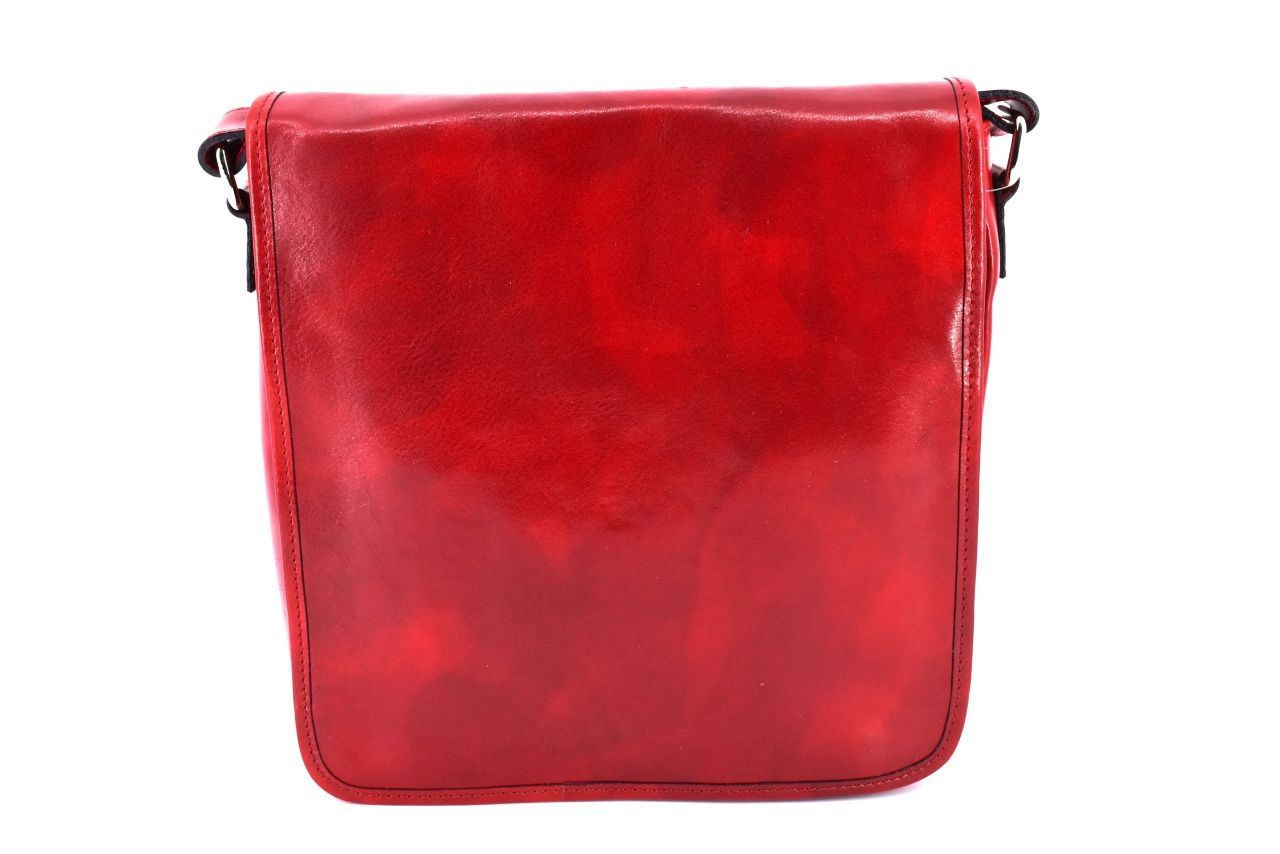 Kožená taška přes rameno crossbody - červená 29620