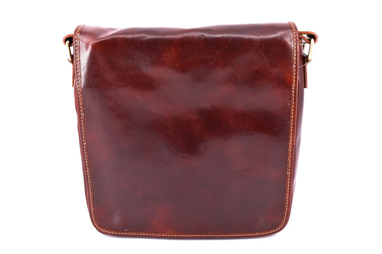 Kožená taška přes rameno crossbody - hnědá 29620