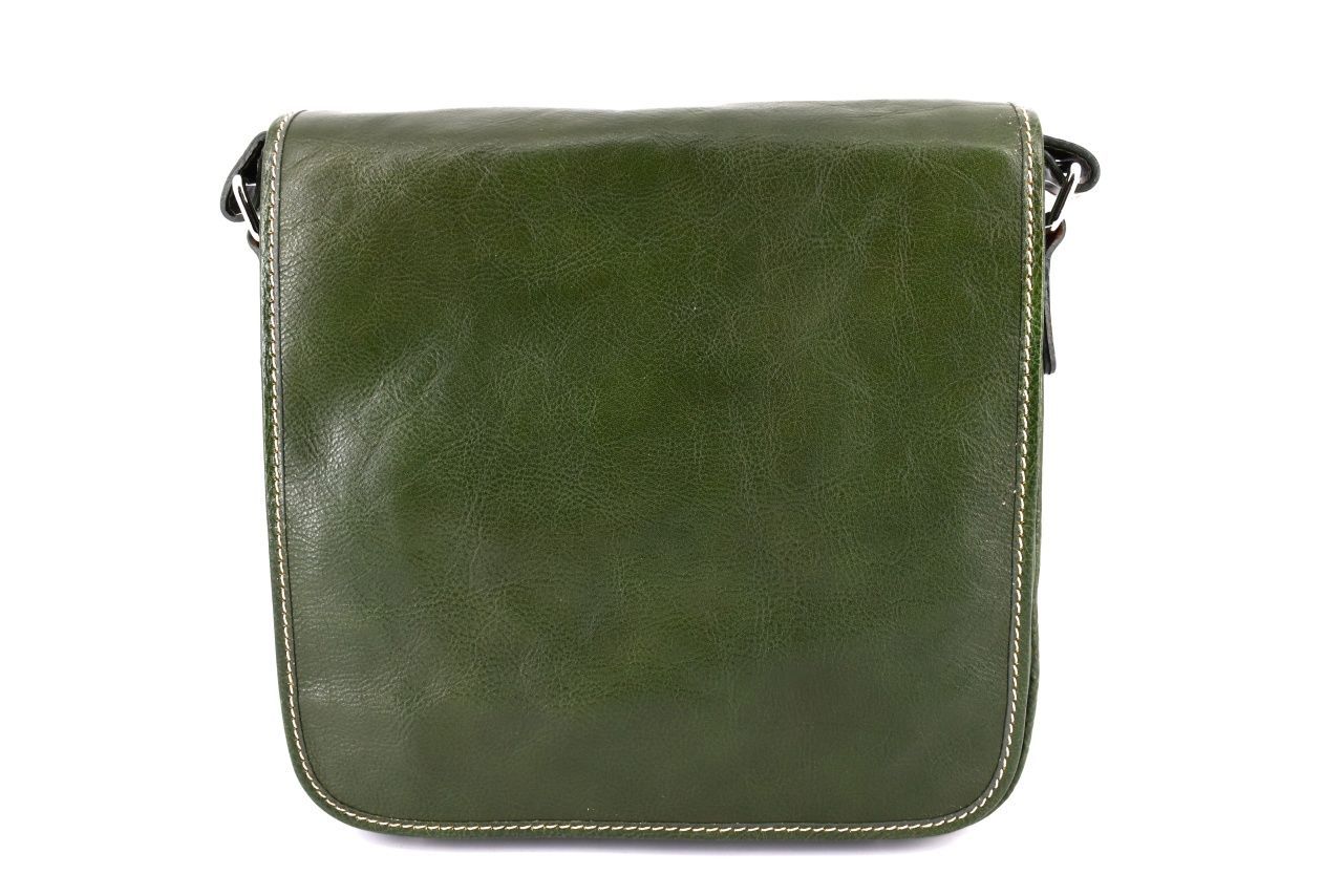 Kožená taška přes rameno crossbody s klopnou - zelená 29700
