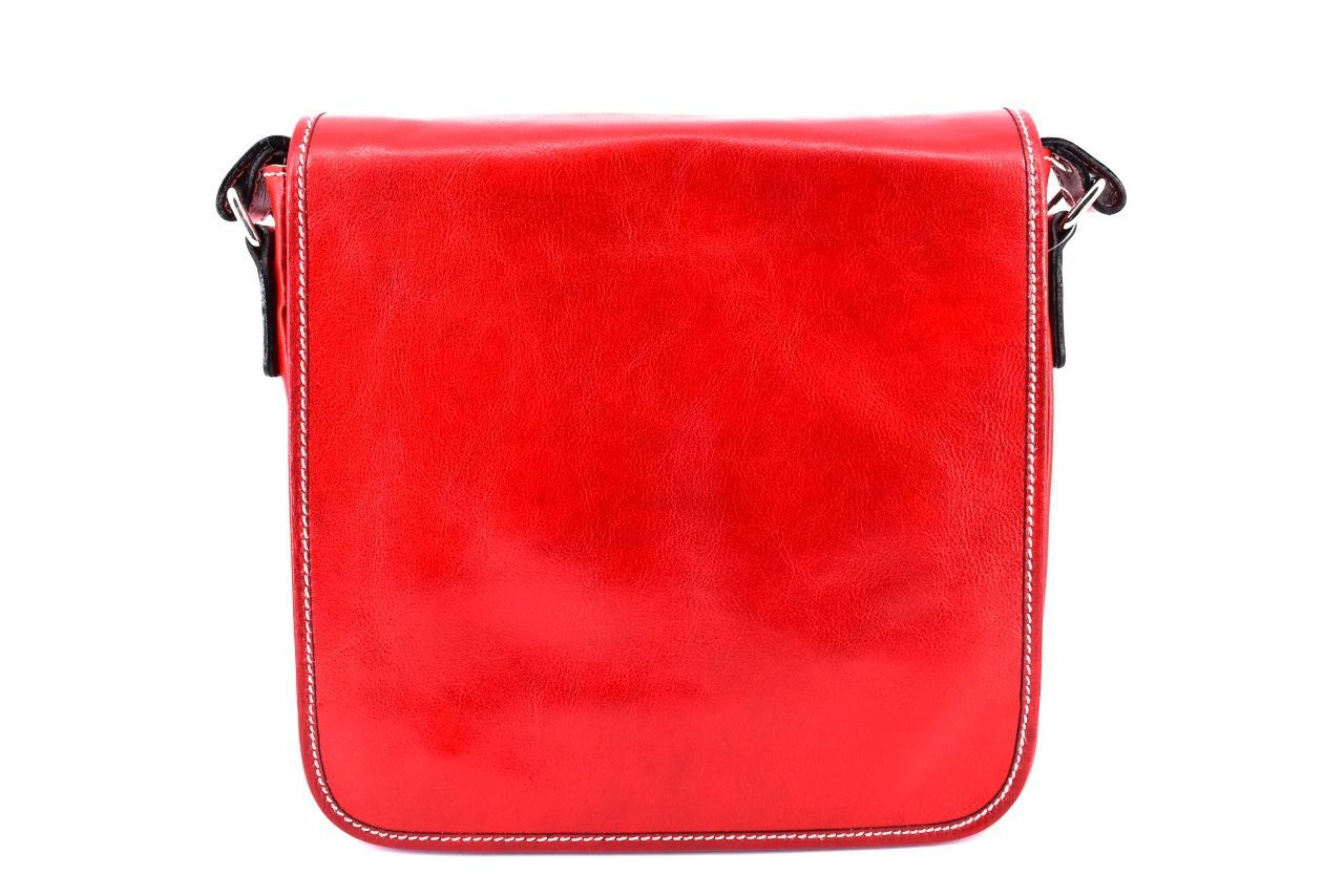 Kožená taška přes rameno crossbody s klopnou - červená 29700