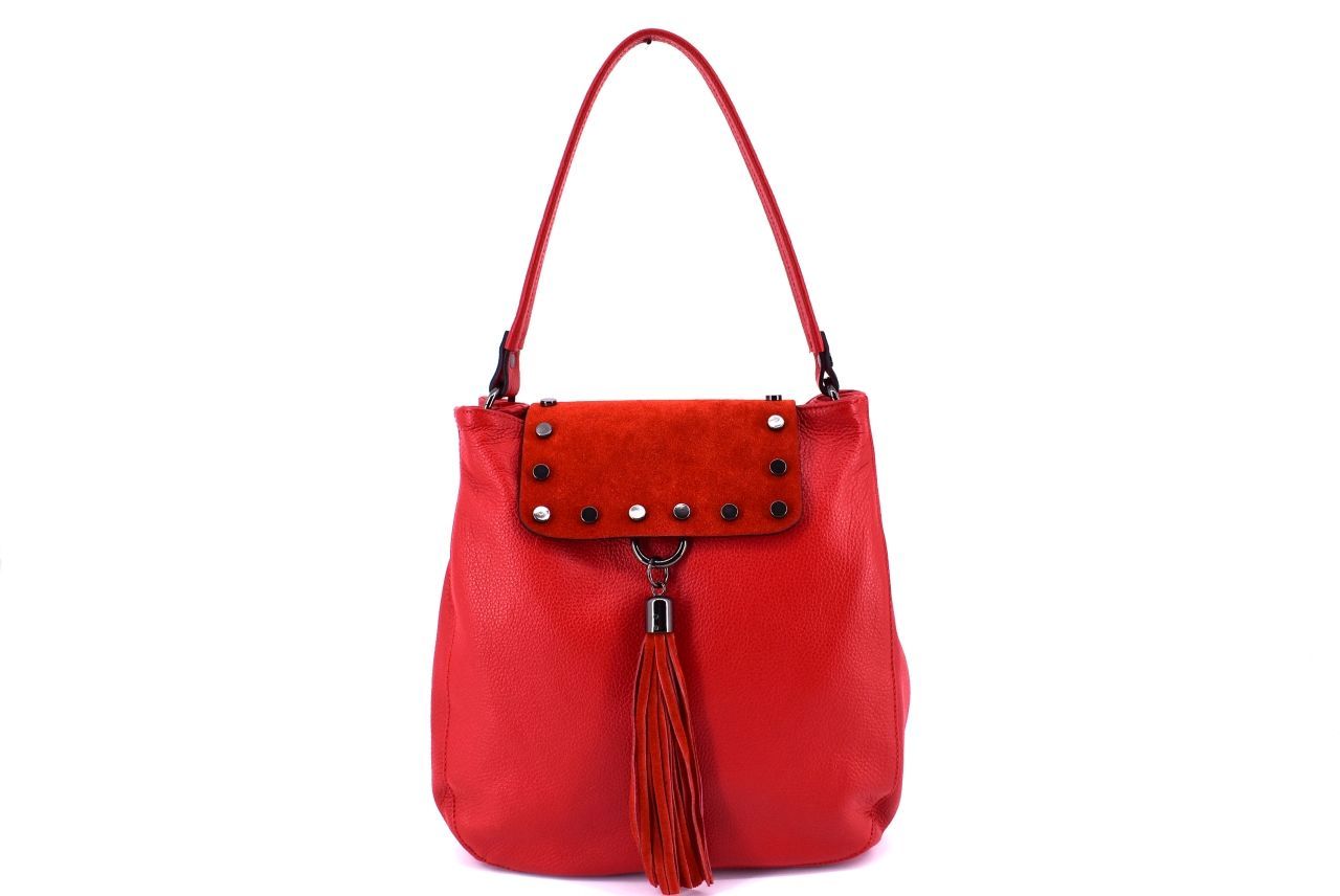 Dámská kožená kabelka s klopnou Arteddy - červená