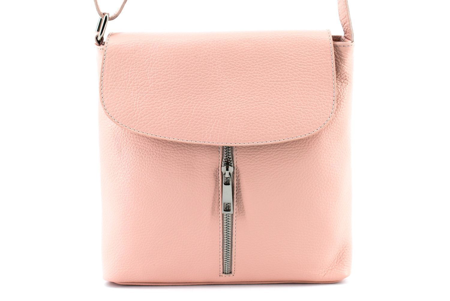 Dámská kožená crossbody kabelka s klopnou Arteddy - růžová 36926