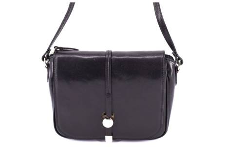 Dámská kožená crossbody kabelka s klopnou Arteddy - černá