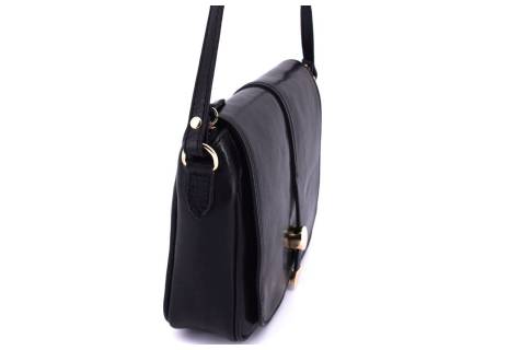 Dámská kožená crossbody kabelka s klopnou Arteddy - černá
