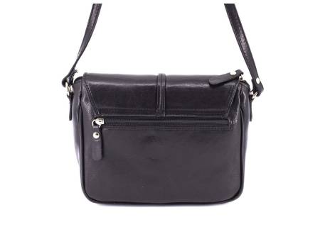 Dámská kožená crossbody kabelka s klopnou Arteddy - černá
