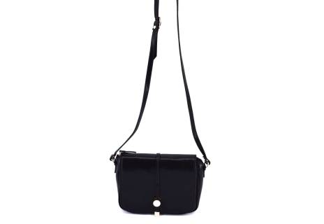 Dámská kožená crossbody kabelka s klopnou Arteddy - černá