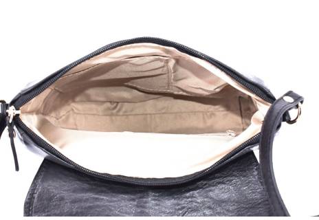 Dámská kožená crossbody kabelka s klopnou Arteddy - černá