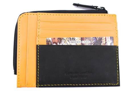 Dámská/pánská kožená dokladovka Coveri - černá/žlutá