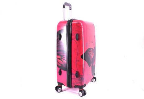 Cestovní palubní kufr na čtyřech kolečkách Arteddy ABS - motýl/fuxia(S)