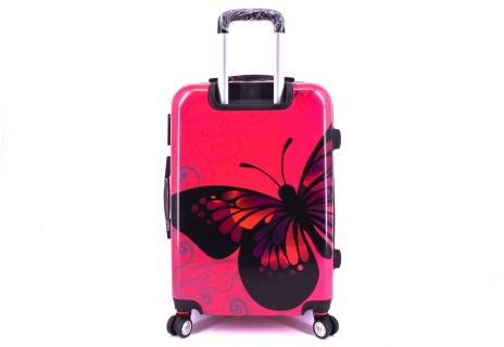 Cestovní palubní kufr na čtyřech kolečkách Arteddy ABS - motýl/fuxia(S)