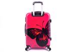 Cestovní palubní kufr na čtyřech kolečkách Arteddy ABS - motýl/fuxia(S)