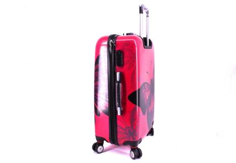 Cestovní palubní kufr na čtyřech kolečkách Arteddy ABS - motýl/fuxia(S)