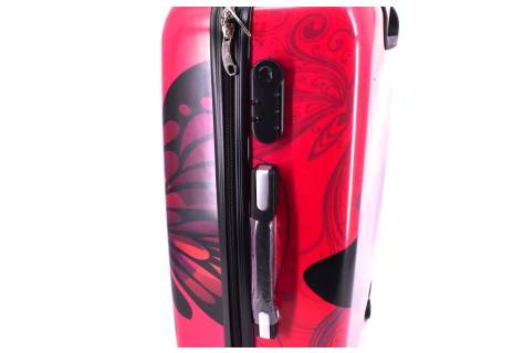 Cestovní palubní kufr na čtyřech kolečkách Arteddy ABS - motýl/fuxia(S)