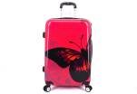 Cestovní skořepina kufr na čtyřech kolečkách Arteddy - motýl/fuxia(L)