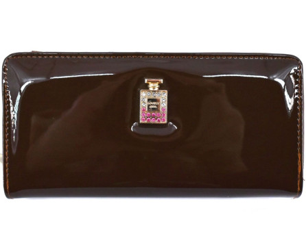 Dámská / dívčí lakovaná peněženka - tmavě hnědá