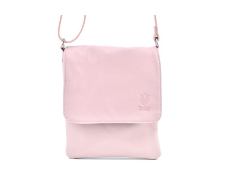 Dámská kožená crossbody kabelka s klopnou Arteddy - růžová pudrová