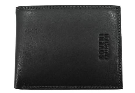 Pánská kožená peněženka  na šířku Coveri - černá uvnitř multicolor