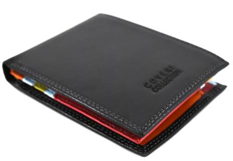Pánská kožená peněženka  na šířku Coveri - černá uvnitř multicolor