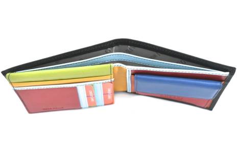 Pánská kožená peněženka  na šířku Coveri - černá uvnitř multicolor