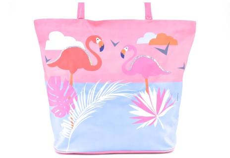 Velká plážová taška s potiskem plameňák