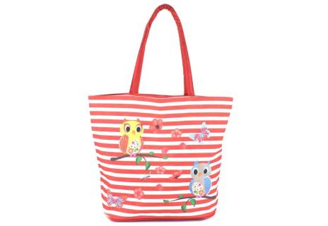 Velká plážová taška s potiskem sova