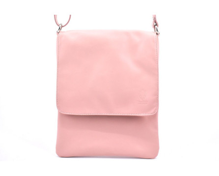 Dámská kožená crossbody kabelka s klopnou Arteddy - růžová