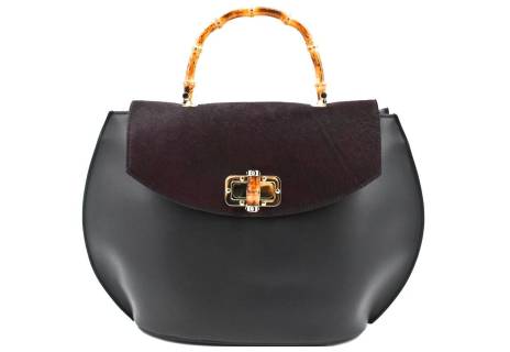 Dámská luxusní kožená kabelka s klopnou Arteddy - černá/vínová