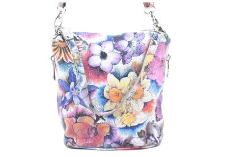 Dámská / dívčí květovaná kožená kabelka crossbody Arteddy