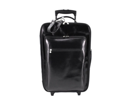 Cestovní palubní kožený kufr Arteddy - černá 40l