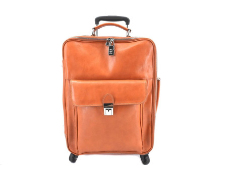 Cestovní palubní kožený kufr Arteddy - camel 45l