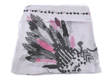 Dámský šátek s potiskem - šedá