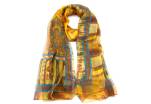 Moderní hedvábný dámský šátek - hořčicová