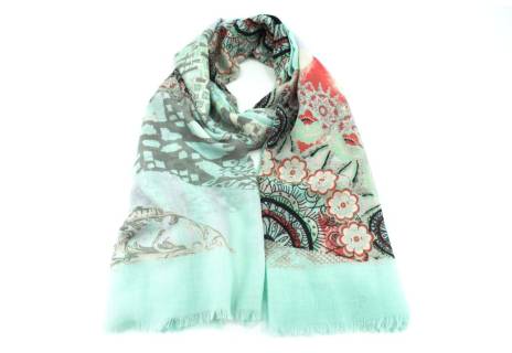 Dámský šátek s potiskem - zelená