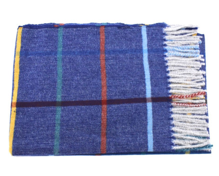 Károvaná šála s třásněmi dámská/pánská - modrá