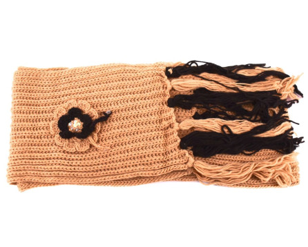 Dívčí šála s třásněmi  - béžová