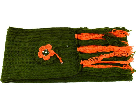 Dívčí šála s třásněmi - zelená