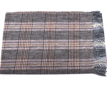 Károvaná šála s třásněmi dámská/pánská - hnědá