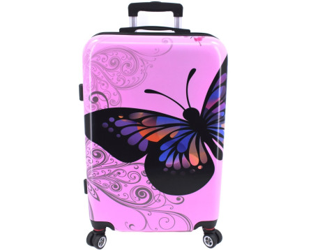 Cestovní skořepina kufr na čtyřech kolečkách Arteddy - motýl (M) 70l