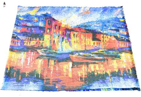 Moderní oboustranná šála - modrá